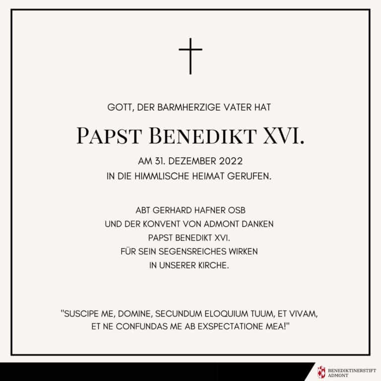 Monastère d'Admont Nécrologie du pape Benoît XVI