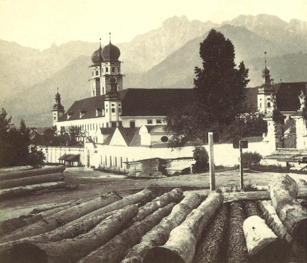 L'Abbazia di Admont prima dell'incendio Stereofotografia